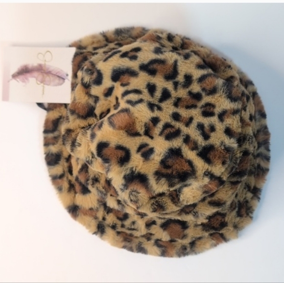 Jessica Simpson Tan Leopard Faux Fur Hat NWT - Picture 3 of 6